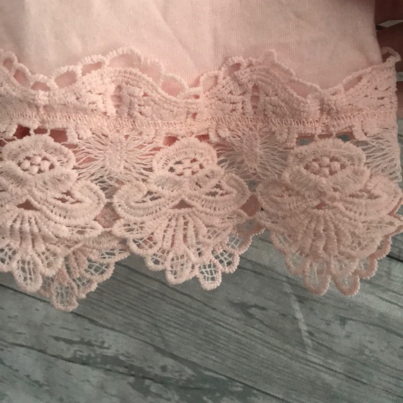*LAST ONE* Top Shop Light Pink Crop Tee Lace Trim - Picture 4 of 8